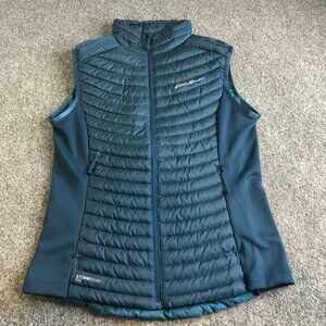 Eddie Bauer First Ascent Vest Womens XS Blue Goose Down Storm 800 Hiking Zip